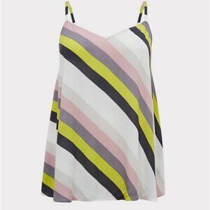 Torrid Diagonal Multicolor Stripe Crinkle Gauze Swing Cami Size 2